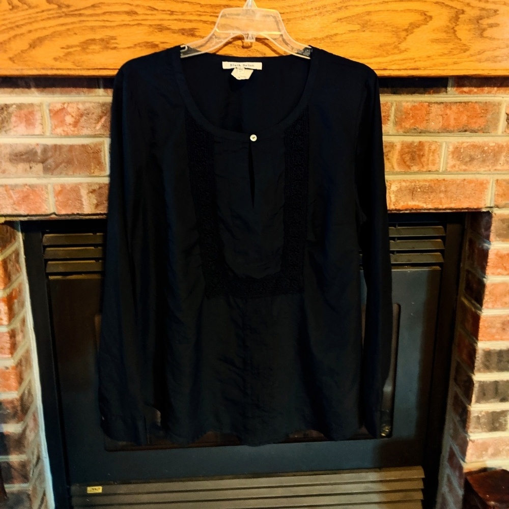 Black rainn brand silky blouse women's size XL